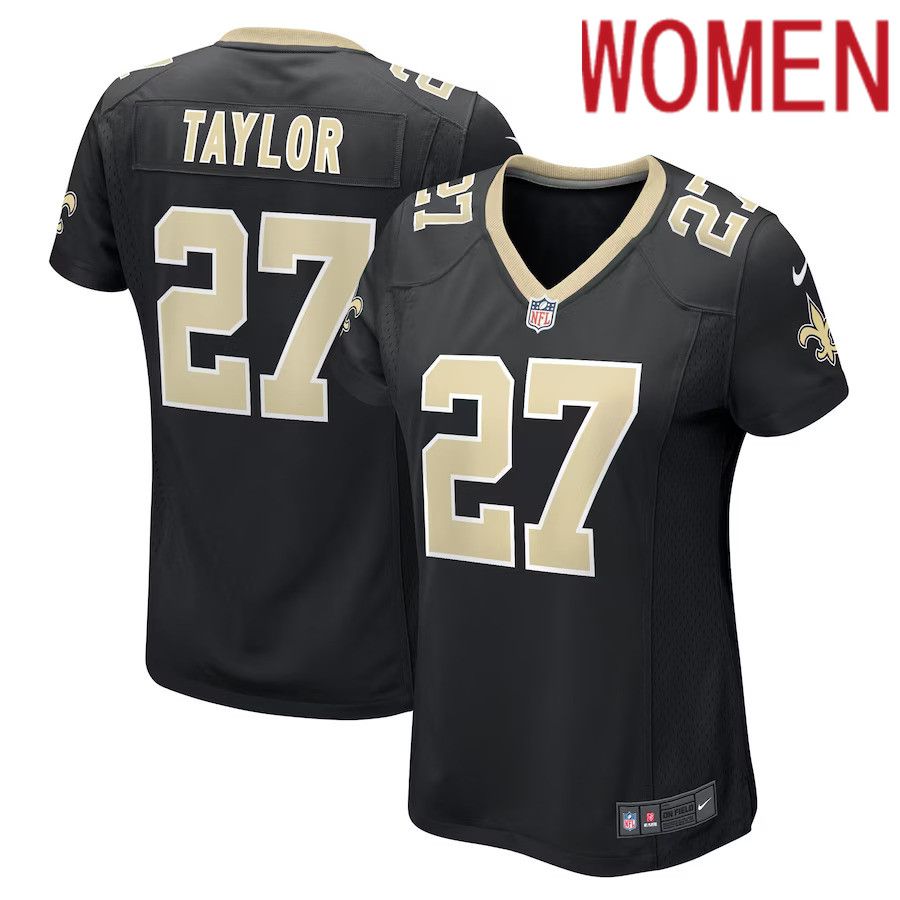 Women New Orleans Saints 27 Alontae Taylor Nike Black Game Player NFL Jersey